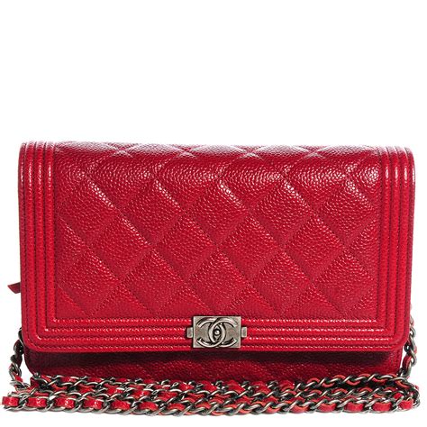 chanel red boy wallet on chain